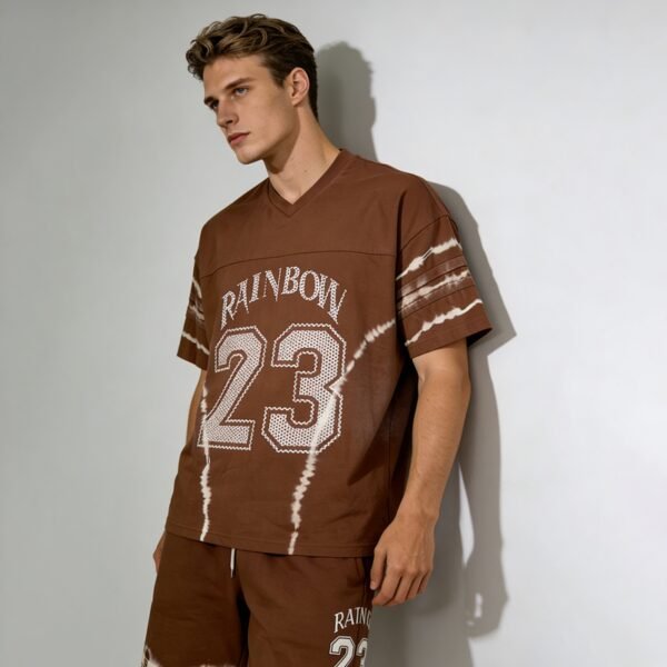 Custom Tie-Dye Panel-Matched T-Shirt and Shorts Set - Style 4FC158 - product detail view 7