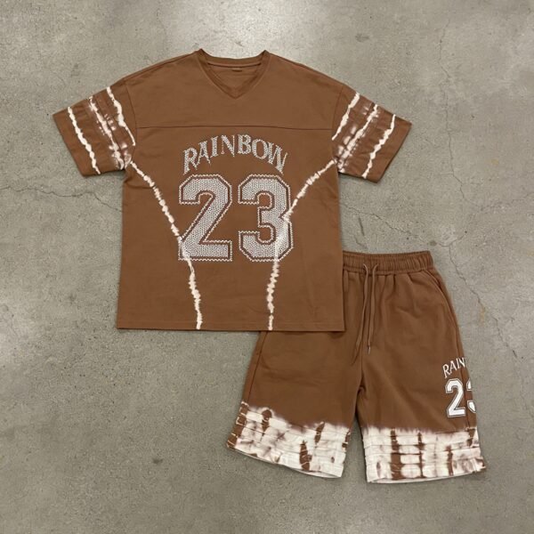 Custom Tie-Dye Panel-Matched T-Shirt and Shorts Set - Style 4FC158 - product detail view 8