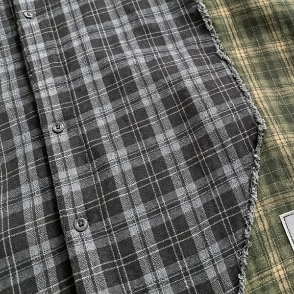 Custom Panel Plaid Raw-Edge Streetwear Shorts | VW-EEE4 - Style EEE4B7 - product detail view 8 Custom Panel Plaid Raw-Edge Streetwear Shorts | VW-EEE4 - Style EEE4B7 - product detail view 8
