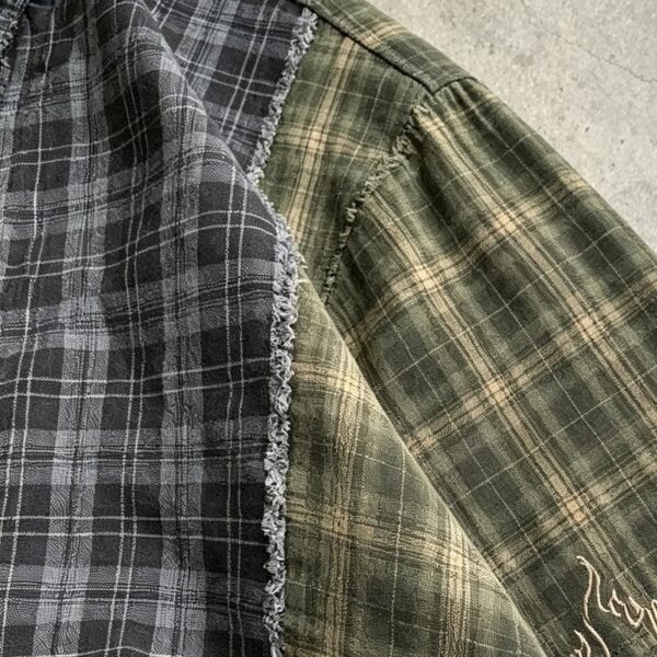 Custom Panel Plaid Raw-Edge Streetwear Shorts | VW-EEE4 - Style EEE4B7 - product detail view 9 Custom Panel Plaid Raw-Edge Streetwear Shorts | VW-EEE4 - Style EEE4B7 - product detail view 9