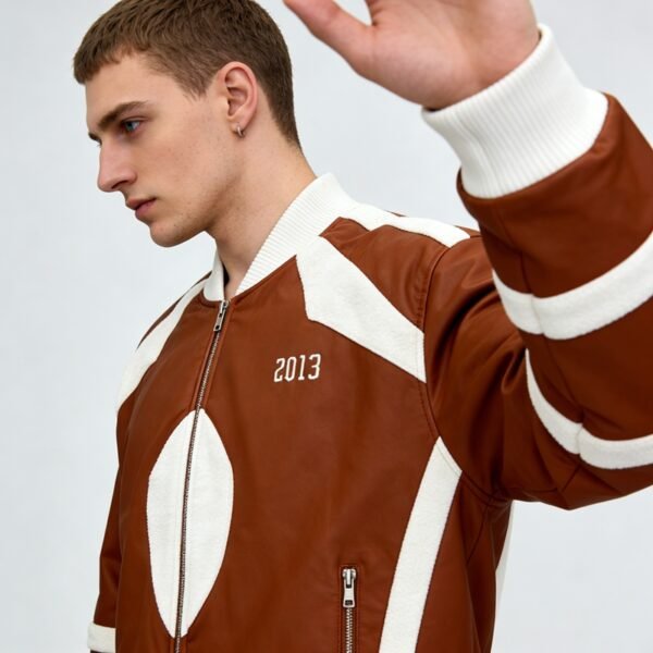 Custom Paneled Bomber Jacket with 3D Chest Embroidery - VW-29D961E8 - Style 29D961 - product detail view 8 Custom Paneled Bomber Jacket with 3D Chest Embroidery - VW-29D961E8 - Style 29D961 - product detail view 8