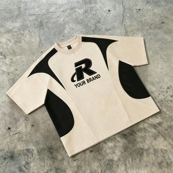Custom Paneled Color-Block Embroidered Streetwear T-Shirt - Style 5FC835