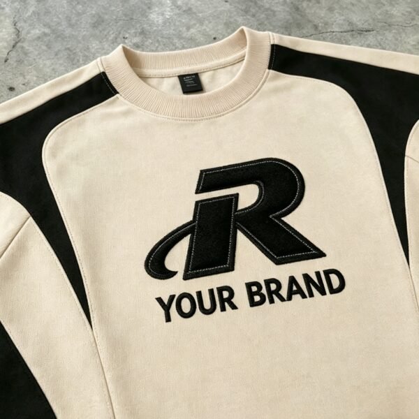 Custom Paneled Color-Block Embroidered Streetwear T-Shirt - Style 5FC835 - product detail view 10