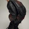 Custom Paneled Dark Vintage Leather-Reference Jacket - Style CB1A22 - product detail view 3