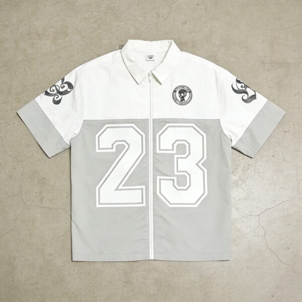 Custom Paneled Number Zip-Up Short-Sleeve Hoodie - Style 6ADF94 - product detail view 6