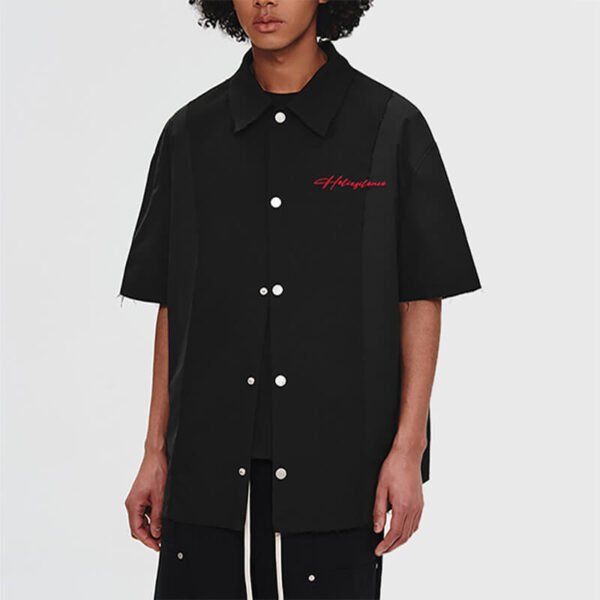 Custom Panelled Oversized Short-Sleeve Shirt - Style FFDDC5 - product detail view 2
