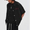 Custom Panelled Oversized Short-Sleeve Shirt - Style FFDDC5 - product detail view 3