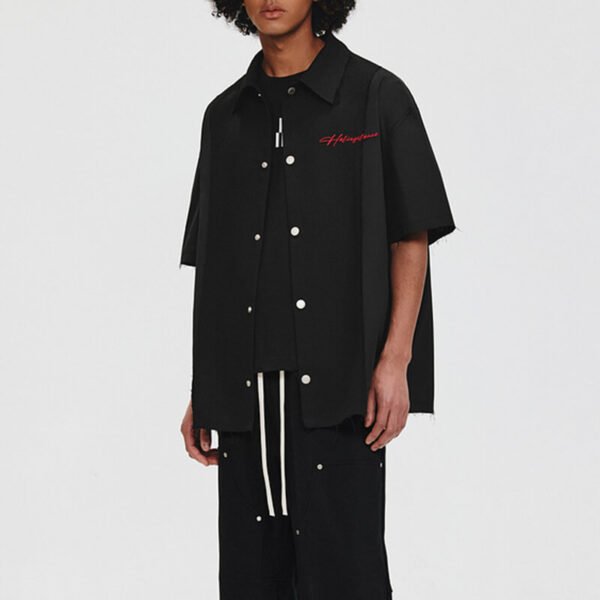 Custom Panelled Oversized Short-Sleeve Shirt - Style FFDDC5 - product detail view 7