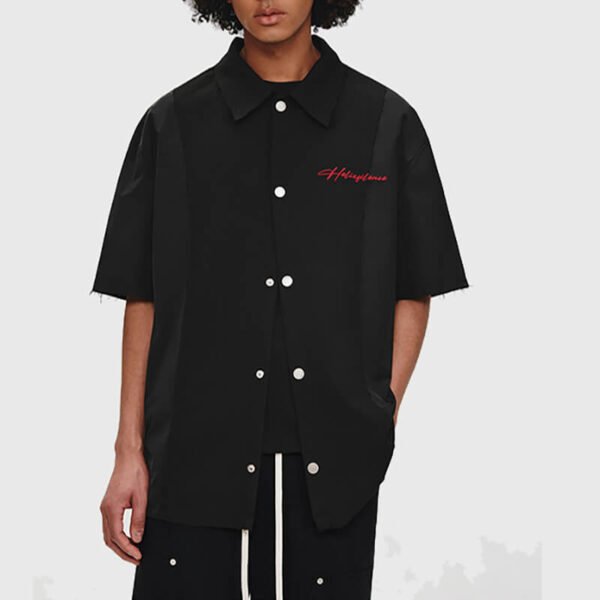 Custom Panelled Oversized Short-Sleeve Shirt - Style FFDDC5 - product detail view 9