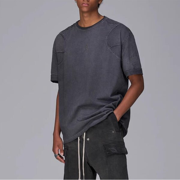 Custom Washed Patchwork Boxy Streetwear T-Shirt | VWT-D067 - Style D06783 - product detail view 2