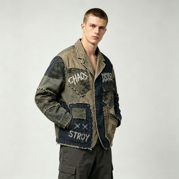 Custom Raw-Edge Patchwork Canvas Jacket - Style 829E4F - product detail view 7 Custom Raw-Edge Patchwork Canvas Jacket - Style 829E4F - product detail view 7