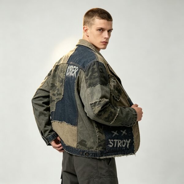 Custom Raw-Edge Patchwork Canvas Jacket - Style 829E4F - product detail view 8 Custom Raw-Edge Patchwork Canvas Jacket - Style 829E4F - product detail view 8