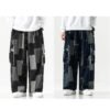 Custom Patchwork Cargo Denim Jeans - VW-668E - Style 668EB8 Patchwork denim cargo jeans in black and blue washes