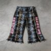 Custom Patchwork Flare Capri Jeans - Style 49D132 Custom Patchwork Flare Capri Jeans - Style 49D132