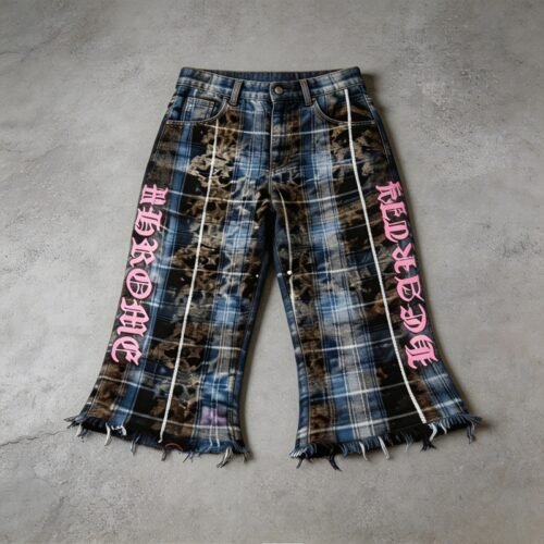 Custom Patchwork Flare Capri Jeans - Style 49D132 Custom Patchwork Flare Capri Jeans - Style 49D132