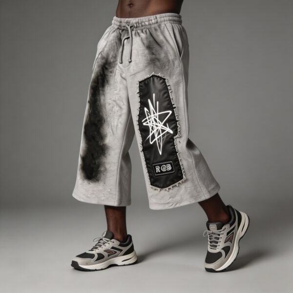 Custom Patchwork Flare Capri Pants - Style C81093 - product detail view 3 Custom Patchwork Flare Capri Pants - Style C81093 - product detail view 3