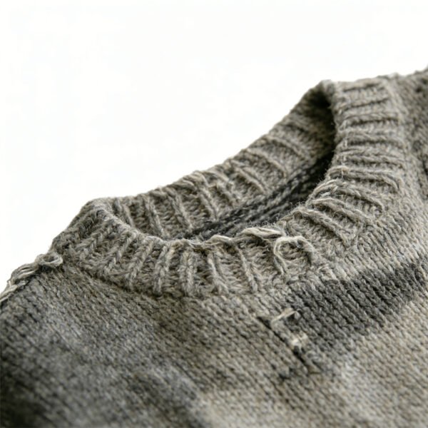 Custom Patchwork Frayed Panel Knit Sweater - Style EB4E19 - product detail view 8 Custom Patchwork Frayed Panel Knit Sweater - Style EB4E19 - product detail view 8