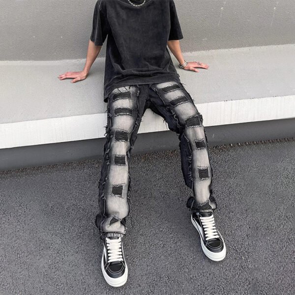 Custom Washed Patchwork Fringe Jeans - VW-562D - Style 562D0C - product detail view 2