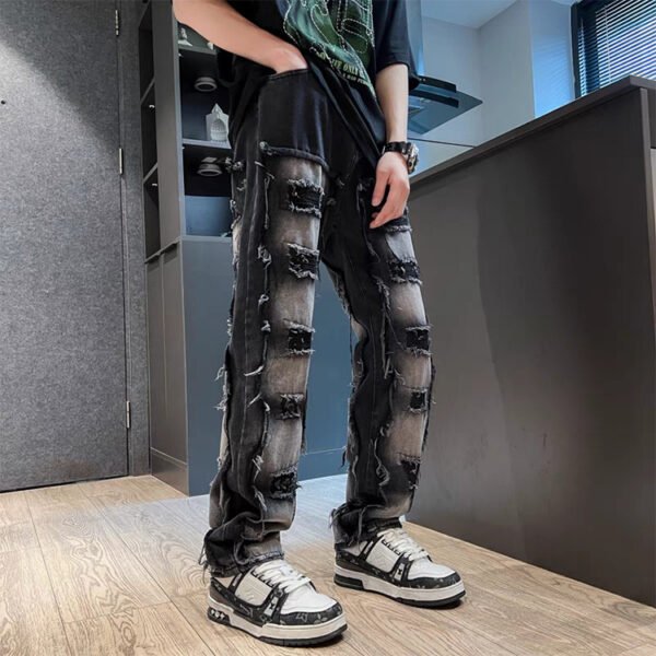 Custom Washed Patchwork Fringe Jeans - VW-562D - Style 562D0C - product detail view 4
