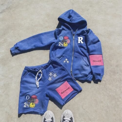 Custom Patchwork Hoodie and Short Set - Style FEAE55 Custom Patchwork Hoodie and Short Set - Style FEAE55