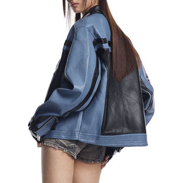 Custom Patchwork Racing-Inspired Leather Jacket - Style 2259E2 - product detail view 4
