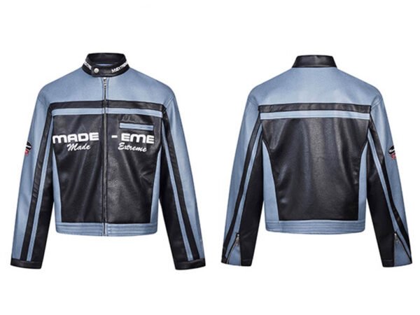 Custom Patchwork Racing-Inspired Leather Jacket - Style 2259E2 - product detail view 6