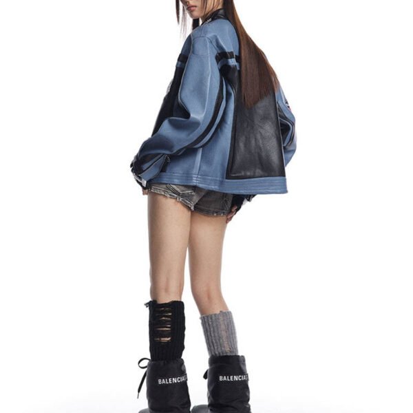 Custom Patchwork Racing-Inspired Leather Jacket - Style 2259E2 - product detail view 7