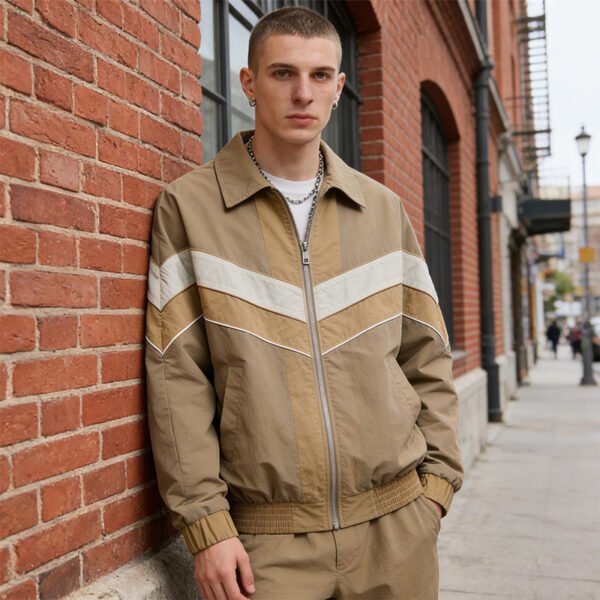 Custom Patchwork Collar Nylon Jacket | VW-16BF9 - Style 16BF9C - product detail view 5 Custom Patchwork Collar Nylon Jacket | VW-16BF9 - Style 16BF9C - product detail view 5