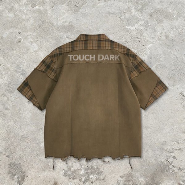 Custom Frayed Patchwork Short-Sleeve Shirt | VW-84EB - Style 84EBE9 Custom Frayed Patchwork Short-Sleeve Shirt | VW-84EB - Style 84EBE9