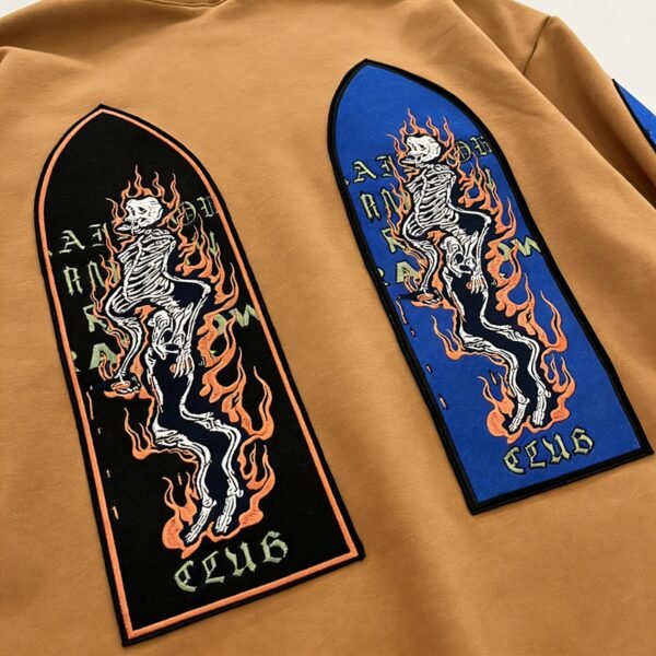 Custom Patchwork Skeleton Graphic Crewneck Sweatshirt - Style FA7636 - product detail view 4