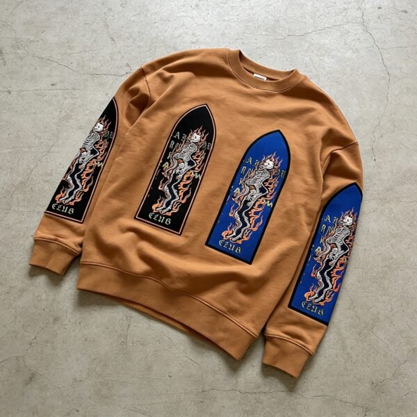 Custom Patchwork Skeleton Graphic Crewneck Sweatshirt - Style FA7636 - product detail view 6