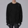 Custom Patchwork Slouchy Knit Sweater - Style 616704 Black patchwork slouchy knit sweater with distressed details