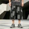 Custom Patchwork Wide-Leg Denim Shorts - Style 052FD9 - product detail view 3
