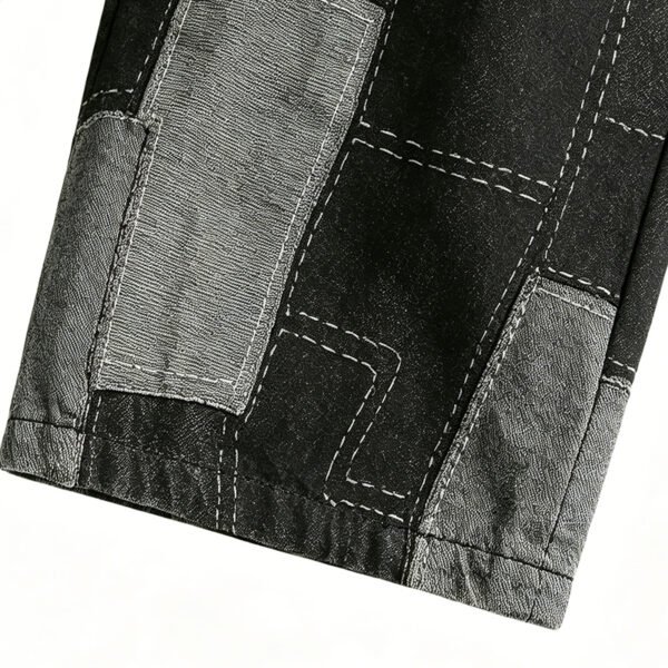 Custom Patchwork Wide-Leg Denim Shorts - Style 052FD9 - product detail view 4