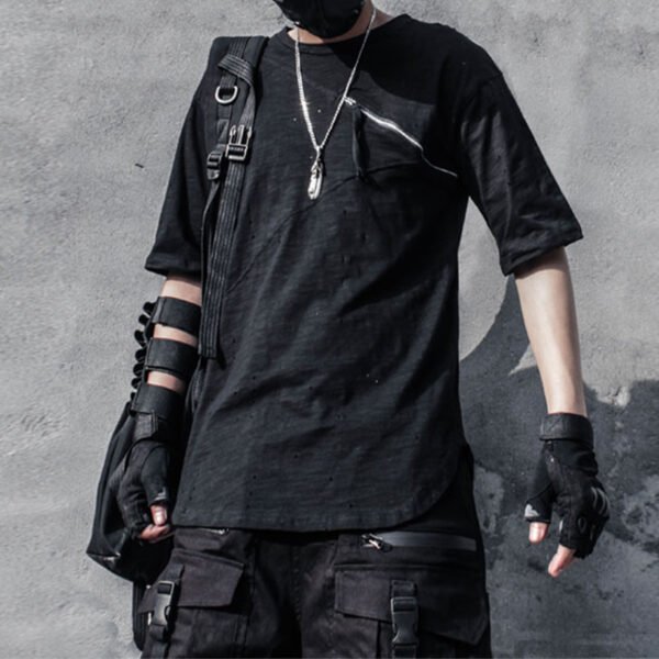 Custom Slim Fit Patchwork Zipper T-Shirt - FA993A2F - Style FA993A - product detail view 2 Custom Slim Fit Patchwork Zipper T-Shirt - FA993A2F - Style FA993A - product detail view 2