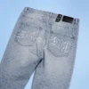 Custom Patterned Blue Straight Denim Jeans - Style 7B1A09 Custom Patterned Blue Straight Denim Jeans - Style 7B1A09