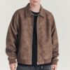 Man wearing a brown vintage pile-finish zip jacket