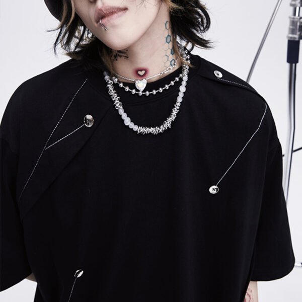 Custom Black Pinch-Pleat Accent T-Shirt - Style CDBB46 - product detail view 4