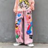 Custom Pink Graffiti Wide-Leg Pants - Style 46F499 - product detail view 2