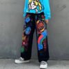 Custom Pink Graffiti Wide-Leg Pants - Style 46F499 - product detail view 3