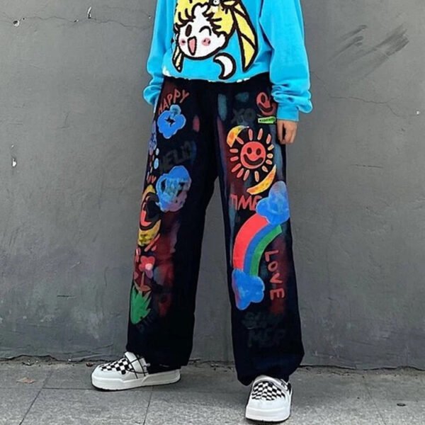 Custom Pink Graffiti Wide-Leg Pants - Style 46F499 - product detail view 3