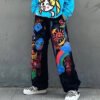 Custom Pink Graffiti Wide-Leg Pants - Style 46F499 - product detail view 4