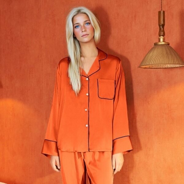 Custom Piped Long-Sleeve Pajama Set TZ2062 - Style DE58EE - product detail view 2 Custom Piped Long-Sleeve Pajama Set TZ2062 - Style DE58EE - product detail view 2