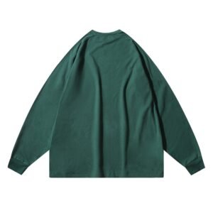 Dark green pique knit long sleeve t-shirt