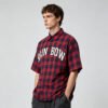 Custom Plaid Applique Boxy Short-Sleeve Shirt - Style BF46D2 Custom Plaid Applique Boxy Short-Sleeve Shirt - Style BF46D2