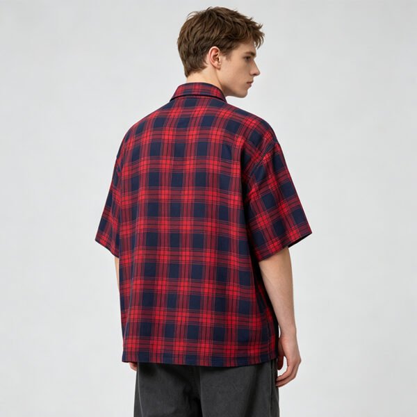 Custom Plaid Applique Boxy Short-Sleeve Shirt - Style BF46D2 - product detail view 2 Custom Plaid Applique Boxy Short-Sleeve Shirt - Style BF46D2 - product detail view 2