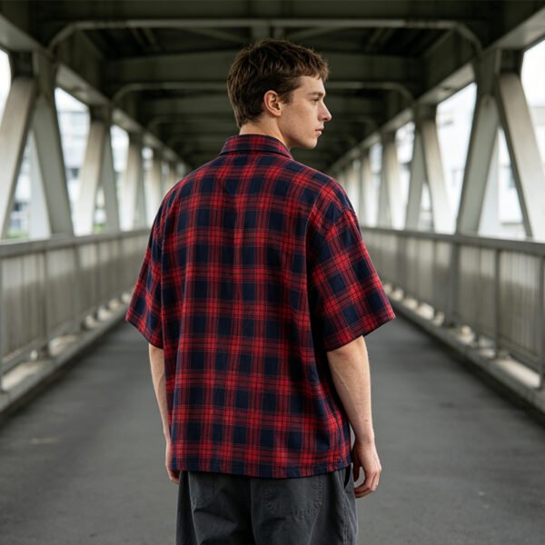 Custom Plaid Applique Boxy Short-Sleeve Shirt - Style BF46D2 - product detail view 5 Custom Plaid Applique Boxy Short-Sleeve Shirt - Style BF46D2 - product detail view 5