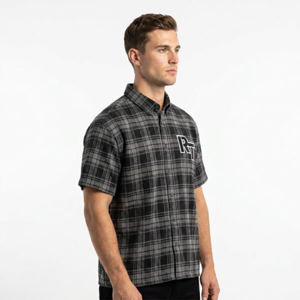 Custom Plaid Applique Short Sleeve Overshirt - Style 299051 - product detail view 5 Custom Plaid Applique Short Sleeve Overshirt - Style 299051 - product detail view 5