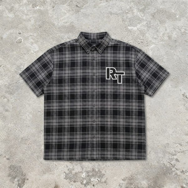 Custom Plaid Applique Short Sleeve Overshirt - Style 299051 - product detail view 6 Custom Plaid Applique Short Sleeve Overshirt - Style 299051 - product detail view 6