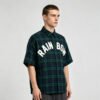 Custom Plaid Chenille Embroidery Short-Sleeve Shirt - Style F34EA8